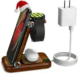 Wireless Charger for Samsung/Android, HOLYJOY Foldable 3 in 1 Fast Charging Station/Stand/Multi Charger for Samsung S25 Ultra/S24/Note 20, Travel Pad for Galaxy Watch 8/7/6/5/Active 2, for Buds(Wood)