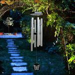 Fonmy Hand Tuned Wind Chime, Durable Wonderful 6 Aluminum Tubes, Perfect Decor for Garden Patio Balcony Outdoor & Indoor, Silver -33" Long