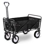 LIFE CARVER Folding Camping Cart Garden Wagon 4 Wheeled Collapsible Festival Trolley, Portable Garden Cart & DIY Waste Wagon - 150KG Capacity
