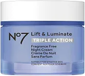 No7 Lift & Luminate Triple Action Fragrance Free Night Cream - Anti Wrinkle, Collagen Peptide Brightening Cream - Skin Firming Hyaluronic Acid & Hibiscus + Vitamin C Face Cream (50ml)