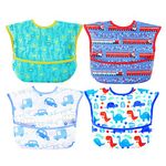 norinori Baby bibs Waterproof Feeding bib - Starter Bib with Catcher Pocket For Todder Infants Washable Soft 4Pac 6-24M