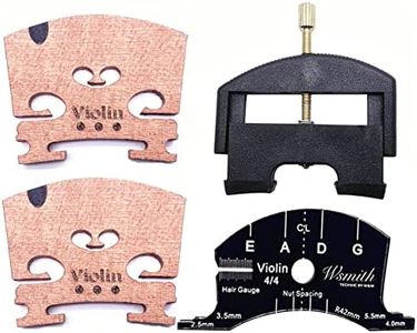 Jiayouy Violin Parts Set with 4/4 Maple Bridge/String Lifter/Template for Violin Bridge Repair Replace Tool 4pcs