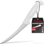 Modern Innovations 6 Inch Boning Knife, Ultimate Culinary butchers knife, White Plastic & Stainless Steel Curved Boning Knife for Meat Cutting, Deboning & Filleting with Ultra-Sharp Stiff Blade