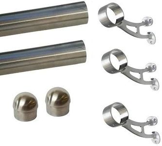 TheFootrailStore.com 2" OD Satin Stainless Steel Bar Mount Foot Rail Kit - 6 ft Size