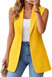 Kedera Women's Sleeveless Vest Long Cardigan Vests Casual Open Front Trench Coat Jacket with Pockets Yellow