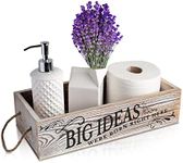 Bathroom Decor Box, 2 Sides with Funny Sayings -Perfect for Farmhouse Bathroom Decor, Rustic Bathroom Decor, Funny Toilet Paper Holder - Rustic White