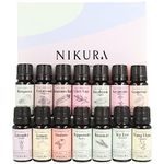 Nikura Professional Essential Oil Gift Set - 14 x 10ml | Essential Oils for Diffuser for Home, Aromatherapy, Rosemary Oil for Hair Growth | Bergamot, Lavender, Lemon, Peppermint, Tea Tree