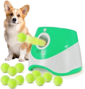 SARIEN Automaitc Dog Ball Launcher - Dog Fetch Machine for Small Sized Dogs,3 Launch Distances, Ball Launcher for Dogs with 12 Balls, Rechargeable Ball Thrower for Dogs (Green Dog Launcher)