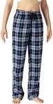 MoFiz Womens Wide Leg Pajama Pants Home Casual Walking Drawstring Trousers Lounge Bottom Pants Plaid-56,S