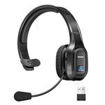 TECKNET Wireless Headset, Bluetooth Headset With Microphone Noise Canceling & USB Dongle, On Ear Headphones with 55H Long Working Time, USB Headset for Call Center/Truck Driver/Skype/Zoom/Office