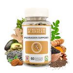 Strength & Spices Psoriaskin Supplement, Immune System Booster with 31 Powerful Ingredients and Amino Acids, Soothes Red, Flaky Skin, 1000 mg, 60 Vegan Capsules