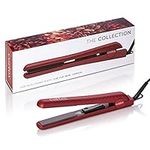 Cortex International Hair Straightener Flat Iron Professional Black Series Gemstone Infused Tourmaline Ceramic Plates 1.25 Inch - Planchas De Cabello (Crimson - Floral)