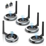 DARLYOR HDMI Wireless Transmitter & 4 Receivers, Plug and Play Multiple TVs, 5.8G/2.4G 1080P@60Hz 50M/165FT Streaming Video Extender, PC, Laptop, TV Box, Monitors,