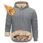 TACVASEN Sweatshirts for Men Fashion Hoodies Men Pullover Sweatshirts Sherpa Fleece Lined Hoodie Men Athletic Hoodie for Men Plain Hoodie Light Gray