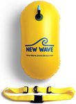 New Wave Swim Bubble for Open Water Swimmers and Triathletes - Be Bright, Be Seen & Be Safer with New Wave While Swimming Outdoors with This Safety Swim Buoy Tow Float (Yellow)