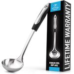 Zulay (12 inch) Stainless Steel Soup Ladle - Durable Rust Proof Soup Ladle with Ergonomic Handle - Soup Serving Spoon Ladles for Cooking, Gravy, Sauces, and More