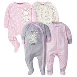 GERBER Baby Girls' 4-Pack Sleep 'N Play, Bunny, 3-6 Months