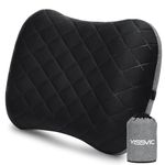 YISSVIC Camping Pillow for Sleeping Inflatable Pillow Travel with Removable Cover for Neck Lumber Support Backpacking Pillow Travel Air Pillows for Camping, Hiking, Airplane Flight (Black)