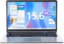 SGIN 15 Inch Laptop, 4GB DDR4 512GB SSD Laptops Computer with Celeron Quad core CPU, Mini HDMI, USB3.0, Dual WiFi, Type-C, Numeric Keypad, Webcam, 5000mAh(Sliver)