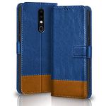 TheGiftKart Flip Back Cover Case for Nokia 6.1 Plus | Dual-Color Leather Finish | Inbuilt Stand & Pockets | Wallet Style Flip Back Case Cover for Nokia 6.1 Plus (Blue & Brown)