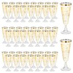 50 Pcs Plastic Champagne Flutes, 5 Oz Disposable Clear Champagne Glasses, Plastic Wine Glasses for Party, Plastic Champagne Cups for Wedding