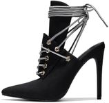 Cape Robbin Strappy Heels for Women Sexy Stiletto Heels - Stiletto Heels for Women Strappy Sandals - Kitten Heel (Raphaela) - Black Size 8