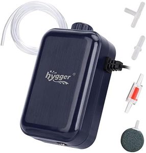 hygger Aquarium Air Pump, Adjustable Oxygen Pump, Silent Powerful Aerator Pump 2W/3W/4.5W/6W/ 1 Air Outlets Ultra for Up to 50 Gallon Tank (3W) with Accessories