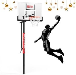 IGL In ground Basketball Hoops Outdoor, 10ft Height Adjustable Basketball Goal In ground with Shatterproof Backboard and Pro-Style Rim (52 inch Backboard)