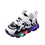 YDNGF Toddler Boys Girls Light Up Sneakers Lightweight Soft Mesh LED Light Breathable Shoes Little Kids Baby Running Shoes (Black-02#, 18-24Months) 18-24 Months Toddler