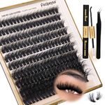 Lash Extension Kit Thick Eyelash Extension Kit 10-18mm Fluffy Lash Clusters 200D Individual Eyelashes Kit with Lash Bond, Lash Remover, Lash Applicator, DIY Lashes Extension for Beginners by Focipeysa