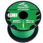 Audiopipe 100 Feet 16 GA Gauge AWG Green Primary Remote Wire Car Power Cable