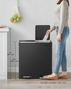 SONGMICS Double Kitchen Bin 30L – Dual Compartment Waste Recycling