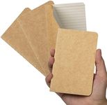 Twone Pocket Notebook, 4 Pack Softcover Small Notebook for Taking Notes, Ruled Paper, 30 Sheets, 3-1/2” x 5-1/2”, Kraft Brown Cover