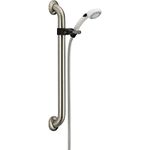 Delta Faucet 2-Spray ADA Grab Bar Adjustable Hand Held Shower with Hose, Stainless 52001-DS