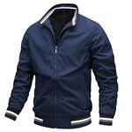 Panegy Men's Casual Smart Outdoor Fleece Jacket for Sports Warm Windbreaker Navy Blue Size L