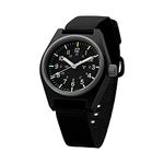 MARATHON Mens Black Water Resistant 34mm General Purpose Field Quartz Watch, Type II Black Dial, Ballistic Nylon Strap
