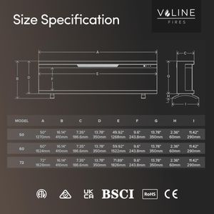 Valine Fires 60" 3-Sided Electric Fireplace – Modern Wall-Mount Heater