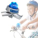 Smart-Planet Police Children's Bicycle Bell with Electric Tatü Tata Sound and Blue Light for Handlebars up to 2.2 cm Police Bike Design Girls and Boys