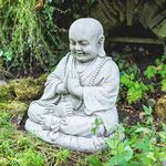 DGS STATUES – Stone Cast, Sitting Serene Monk Buddha, Large, Hand Finished, Statue, Sculpture, 70KG