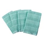 DII 100% Cotton Ultra-Absorbent Cleaning Drying Luxury Kitchen Chevron Bar Mop Dish Towels for Everyday Home Basic 16 x 19 Set of 4- Aqua