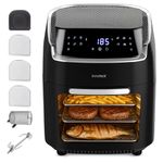 Innoteck Kitchen Pro 12L Digital Air Fryer Oven - 1800W, 8 Presets, Rotisserie function Large Digital Touch Panel Dishwasher Safe Accessories - Black & Silver