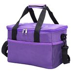 Knitting Bag for Yarn Storage LEMESO Yarn Storage Knitting Bag Yarn Wool Crochet Hook Needles Accessories Organiser, Yarn Tote Storage Portable Individual Compartments & High Capacity, Purple