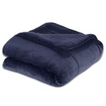 Vellux Queen Plush Lux Warm Blankets - All Season Blankets - Lightweight Quilted Blanket Full Queen Size - Ultra Soft Luxury Hotel Blanket - Box Stitched Blanket (Queen, Navy)