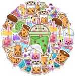 25-Piece Boba Tea Sticker Set - Colorful Bubble Tea Vinyl Decals for Laptops, Water Bottles, Scrapbooking - Durable Waterproof Drink Stickers