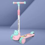 R for Rabbit Road Runner Ryder Kids Scooter, 3 Level Adjustable Height Wide Deck & PU LED Wheels Kick Scooter with Brake for 3+ Years Kids, Weight Capacity Upto 50kgs|6 Months Warranty| Pink Blue