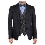 EGE2B05B-2XL Grey Patterns Microfiber Tuxedo Waistcoats Vest Pre-tied Bow Tie Set Romance For Marriage By Epoint