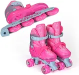 Barbie 2in1 Kids Roller Skates, Transform from Quads to Inlines Skates, Durable Hardshell Boot, LED Wheels for Quads and Inlines, ABEC-7 Carbon Steel Bearings