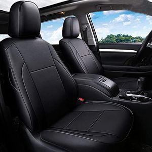 CocheFamilia Custom Fit Full Set Car Seat Covers for Select Toyota Highlander 2014 2015 2016 2017 2018 2019 - Three-Row Model, Second Row 40/60 Split,Leatherette (Black)