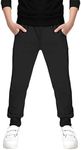 Boys' Winter Fleece Lined Thermal Cotton Jogger Pants Sweatpants for Kids Boys, Black, Age 7T-8T (7-8 Years) = Tag 140