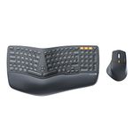 ProtoArc EKM01 Ergonomic Wireless Keyboard and Mouse, Ergo Bluetooth Keyboard and Mouse Combo, Split Design, Palm Rest, Multi-Device, QWERTY UK Layout, Windows/Mac/Android - Black